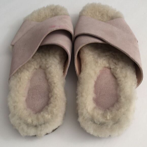 Marc Fisher slip on shearling wool and pink suede open toe ship on shoes MLCANNA - Picture 4 of 9